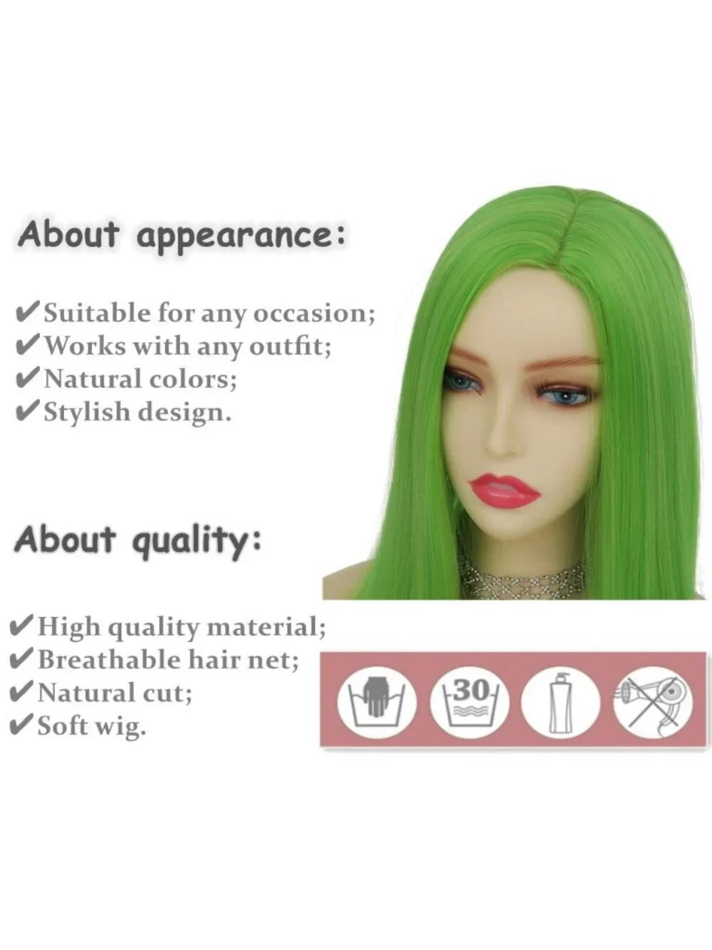 Women's Green Long Curly Wig With Wavy Synthetic Cosplay Halloween Wig